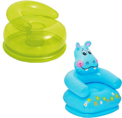 

Speoma BLUE ANIMAL CHAIR AND GREEN PLAIN CHAIR FOR KIDS COMBO Inflatable Sofa/ Chair(Multicolor)