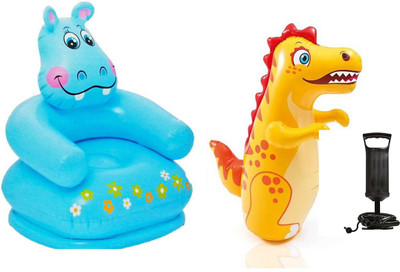 

Speoma BLUE ANIMAL CHAIR,HIT ME CROCODILE AND AIR PUMP FOR KIDS Inflatable Sofa/ Chair, Pool, Bouncer(Multicolor)
