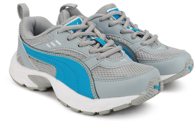 Puma Boys & Girls Lace Running Shoes(Grey, Quarry-blue danube-puma silver