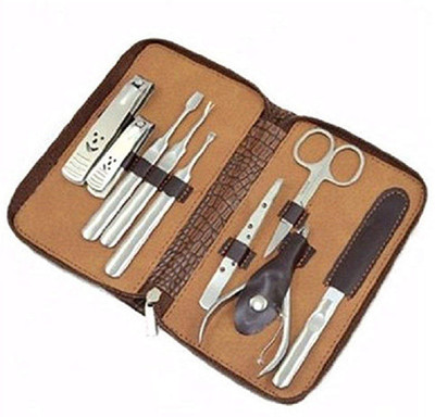 

sweetpea Leather Manicure Pedicure Set kit with 9 with one pouch Tools(1, Set of 9)
