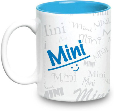 

LOF Mini Name Gift Ceramic Inside Blue Gifts For Birthday Ceramic Mug(325 ml)