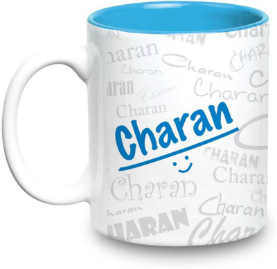 

LOF Charan Name Gift Ceramic Inside Blue Gifts For Birthday Ceramic Mug(325 ml)