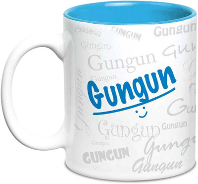 

LOF Gungun Name Gift Ceramic Inside Blue Gifts For Birthday Ceramic Mug(325 ml)