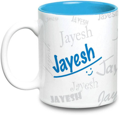 

LOF Jayesh Name Gift Ceramic Inside Blue Gifts For Birthday Ceramic Mug(325 ml)