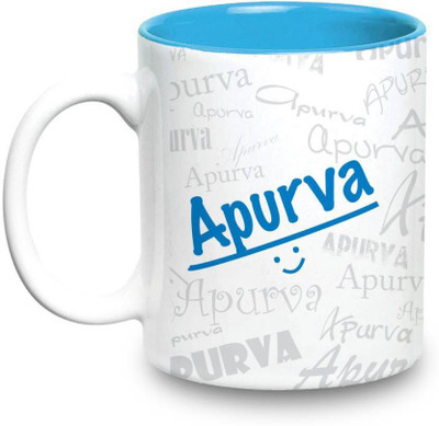 

LOF Apurva Name Gift Ceramic Inside Blue Gifts For Birthday Ceramic Mug(325 ml)