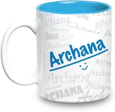 

LOF Archana Name Gift Ceramic Inside Blue Gifts For Birthday Ceramic Mug(325 ml)