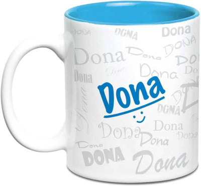 

LOF Dona Name Gift Ceramic Inside Blue Gifts For Birthday Ceramic Mug(325 ml)