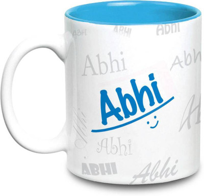 

LOF Abhi Name Gift Ceramic Inside Blue Gifts For Birthday Ceramic Mug(325 ml)