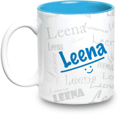

LOF Leena Name Gift Ceramic Inside Blue Gifts For Birthday Ceramic Mug(325 ml)