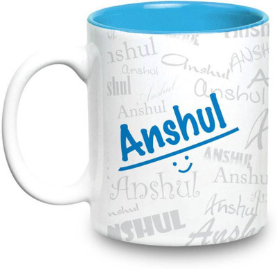 

LOF Anshul Name Gift Ceramic Inside Blue Gifts For Birthday Ceramic Mug(325 ml)