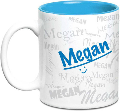 

LOF Megan Name Gift Ceramic Inside Blue Gifts For Birthday Ceramic Mug(325 ml)