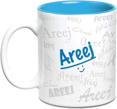 

LOF Areej Name Gift Ceramic Inside Blue Gifts For Birthday Ceramic Mug(325 ml)
