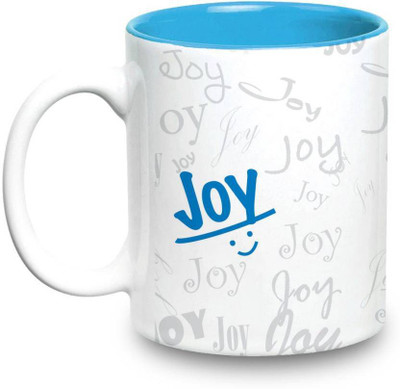 LOF Joy Name Gift Ceramic Inside Blue Gifts For Birthday Ceramic Mug(325 ml)
