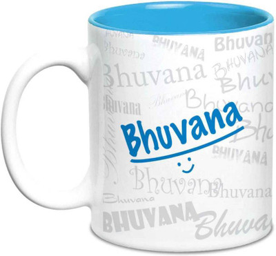 

LOF Bhuvana Name Gift Ceramic Inside Blue Gifts For Birthday Ceramic Mug(325 ml)