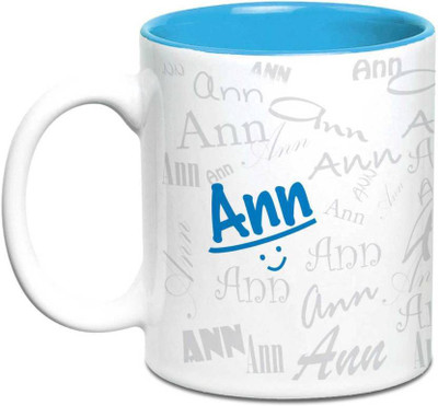 

LOF Ann Name Gift Ceramic Inside Blue Gifts For Birthday Ceramic Mug(325 ml)
