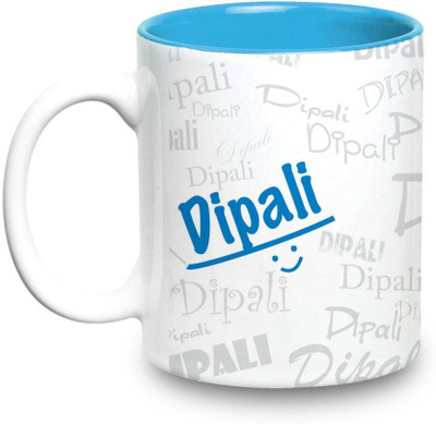 

LOF Dipali Name Gift Ceramic Inside Blue Gifts For Birthday Ceramic Mug(325 ml)