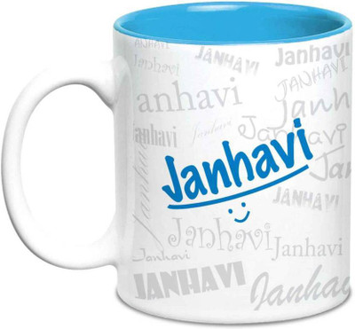 

LOF Janhavi Name Gift Ceramic Inside Blue Gifts For Birthday Ceramic Mug(325 ml)