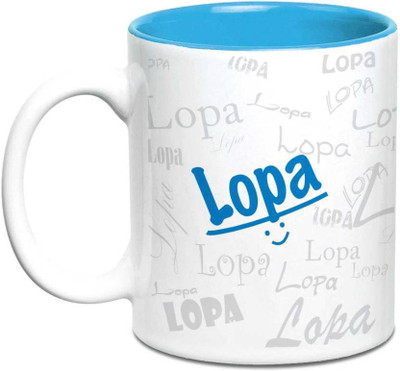 

LOF Lopa Name Gift Ceramic Inside Blue Gifts For Birthday Ceramic Mug(325 ml)