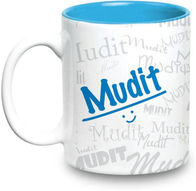 

LOF Mudit Name Gift Ceramic Inside Blue Gifts For Birthday Ceramic Mug(325 ml)
