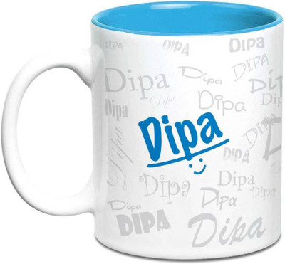 

LOF Dipa Name Gift Ceramic Inside Blue Gifts For Birthday Ceramic Mug(325 ml)