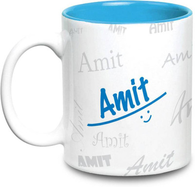 

LOF Amit Name Gift Ceramic Inside Blue Gifts For Birthday Ceramic Mug(325 ml)