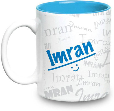 LOF Imran Name Gift Ceramic Inside Blue Gifts For Birthday Ceramic Mug(325 ml)