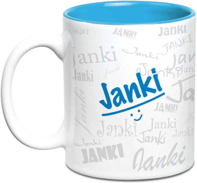 

LOF Janki Name Gift Ceramic Inside Blue Gifts For Birthday Ceramic Mug(325 ml)