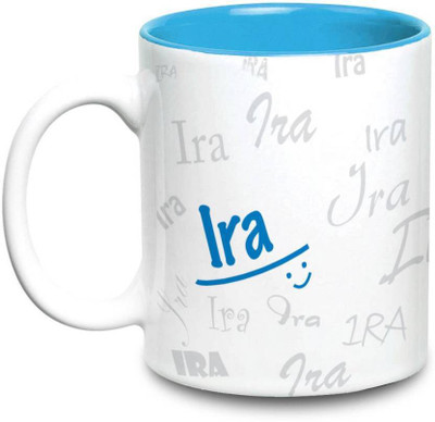 

LOF Ira Name Gift Ceramic Inside Blue Gifts For Birthday Ceramic Mug(325 ml)