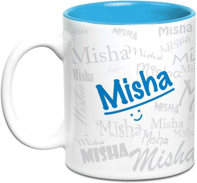 

LOF Misha Name Gift Ceramic Inside Blue Gifts For Birthday Ceramic Mug(325 ml)