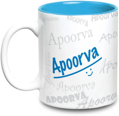 

LOF Apoorva Name Gift Ceramic Inside Blue Gifts For Birthday Ceramic Mug(325 ml)