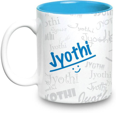 

LOF Jyothi Name Gift Ceramic Inside Blue Gifts For Birthday Ceramic Mug(325 ml)
