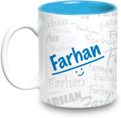 

LOF Farhan Name Gift Ceramic Inside Blue Gifts For Birthday Ceramic Mug(325 ml)