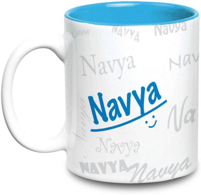 

LOF Navya Name Gift Ceramic Inside Blue Gifts For Birthday Ceramic Mug(325 ml)