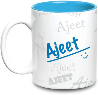 

LOF Ajeet Name Gift Ceramic Inside Blue Gifts For Birthday Ceramic Mug(325 ml)