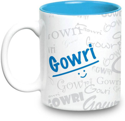 

LOF Dowri Name Gift Ceramic Inside Blue Gifts For Birthday Ceramic Mug(325 ml)