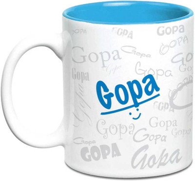 

LOF Gopa Name Gift Ceramic Inside Blue Gifts For Birthday Ceramic Mug(325 ml)
