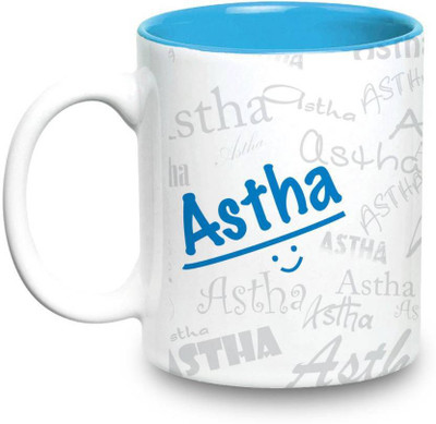 

LOF Astha Name Gift Ceramic Inside Blue Gifts For Birthday Ceramic Mug(325 ml)