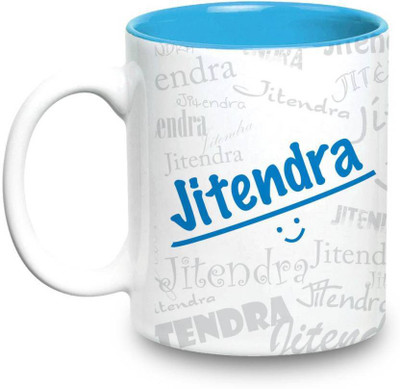 

LOF Jitendra Name Gift Ceramic Inside Blue Gifts For Birthday Ceramic Mug(325 ml)