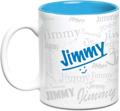 

LOF Jimmy Name Gift Ceramic Inside Blue Gifts For Birthday Ceramic Mug(325 ml)