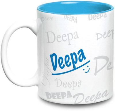 

LOF Deep Name Gift Ceramic Inside Blue Gifts For Birthday Ceramic Mug(325 ml)