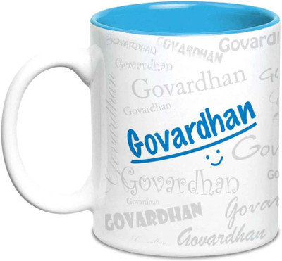 

LOF Govardhan Name Gift Ceramic Inside Blue Gifts For Birthday Ceramic Mug(325 ml)