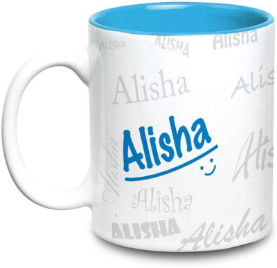 

LOF Alisha Name Gift Ceramic Inside Blue Gifts For Birthday Ceramic Mug(325 ml)