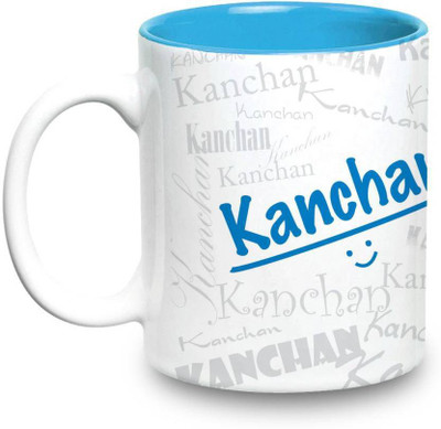 

LOF Kanchan Name Gift Ceramic Inside Blue Gifts For Birthday Ceramic Mug(325 ml)