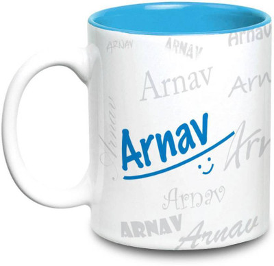 

LOF Arnav Name Gift Ceramic Inside Blue Gifts For Birthday Ceramic Mug(325 ml)
