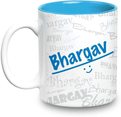

LOF Bhargav Name Gift Ceramic Inside Blue Gifts For Birthday Ceramic Mug(325 ml)
