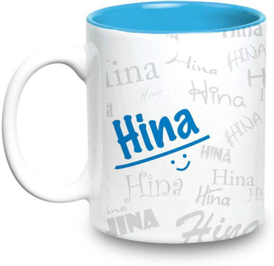 LOF Hina Name Gift Ceramic Inside Blue Gifts For Birthday Ceramic Mug(325 ml)