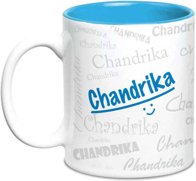 

LOF Chandrika Name Gift Ceramic Inside Blue Gifts For Birthday Ceramic Mug(325 ml)