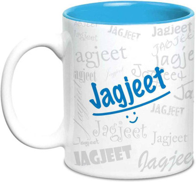 

LOF Jagjeet Name Gift Ceramic Inside Blue Gifts For Birthday Ceramic Mug(325 ml)