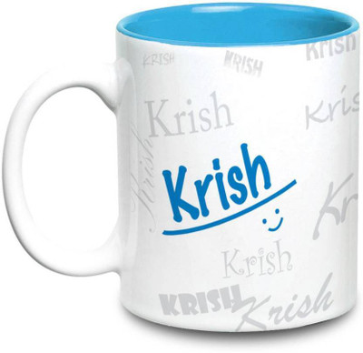 

LOF Krish Name Gift Ceramic Inside Blue Gifts For Birthday Ceramic Mug(325 ml)