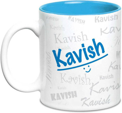 LOF Kavish Name Gift Ceramic Inside Blue Gifts For Birthday Ceramic Mug(325 ml)